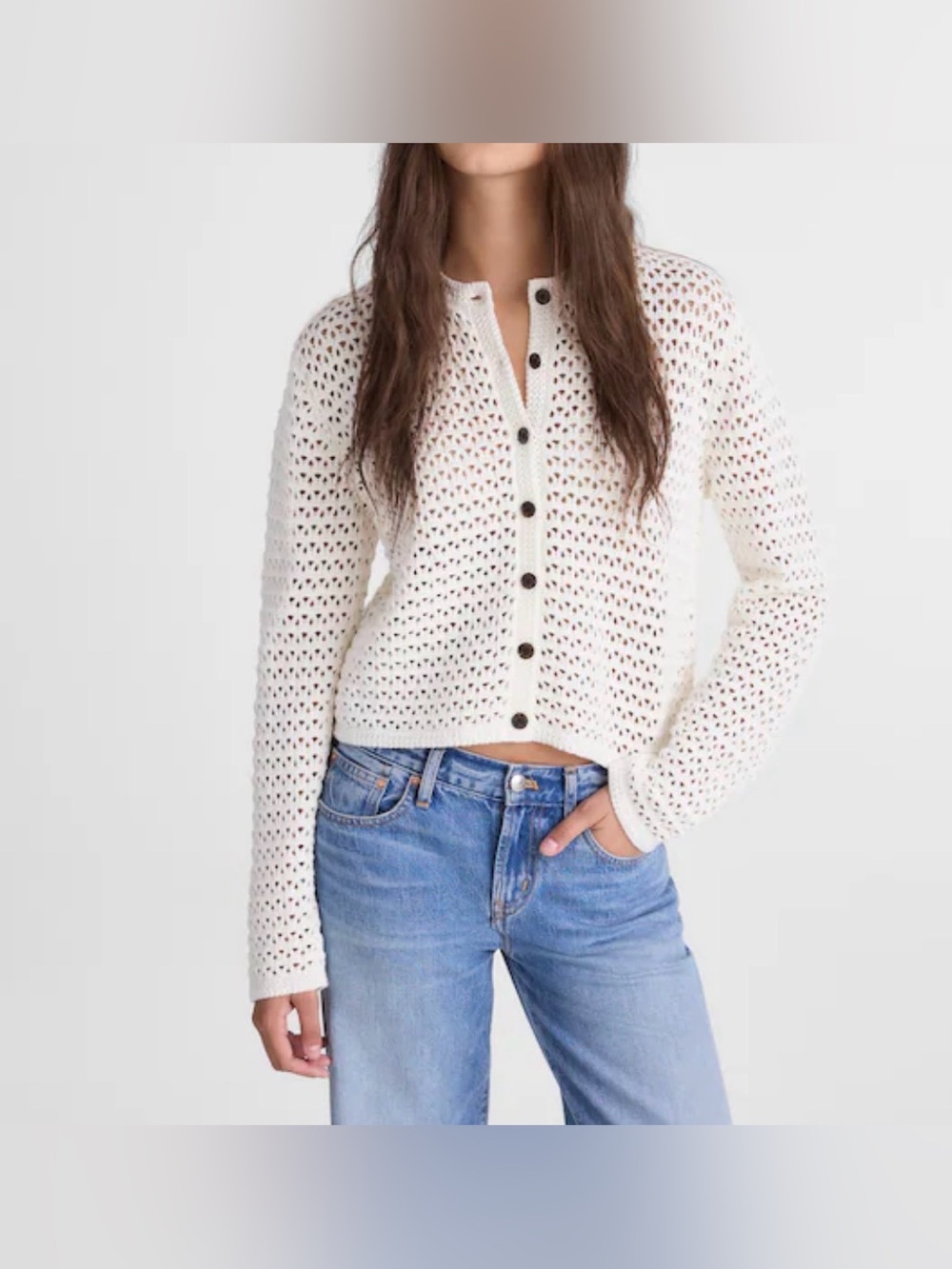 Madewell.Open-Stitch Crewneck Sweater.Cropped lightweight relax fit .XXS. MWT
